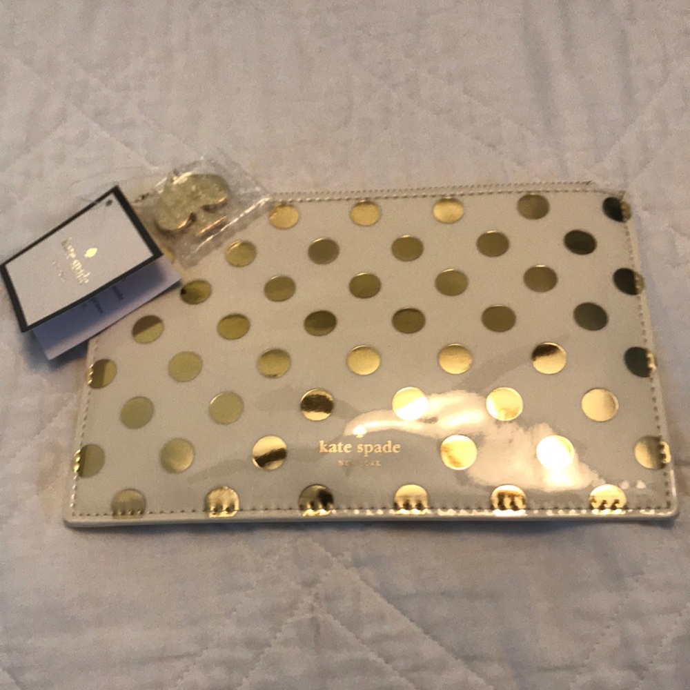 Kate spade gold dots pencil pouch NWT